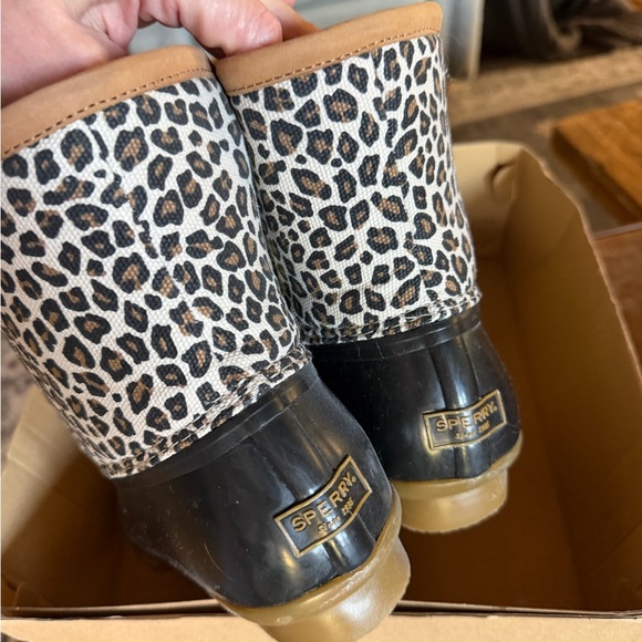 Sperry Women's Black and Leopard Print Winter Boots - Picture 2 of 5